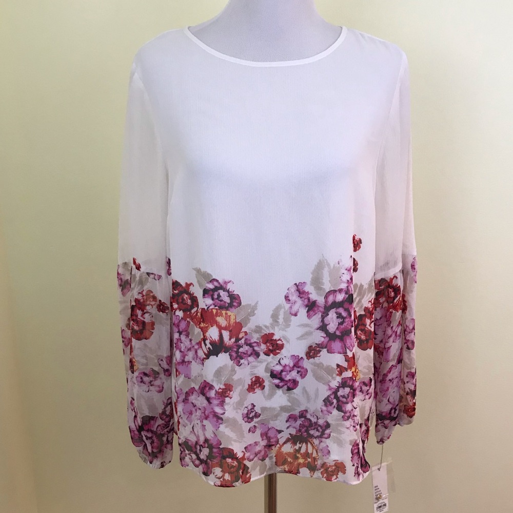 APT 9 Balloon Sleeve Blouse in Floral White - L